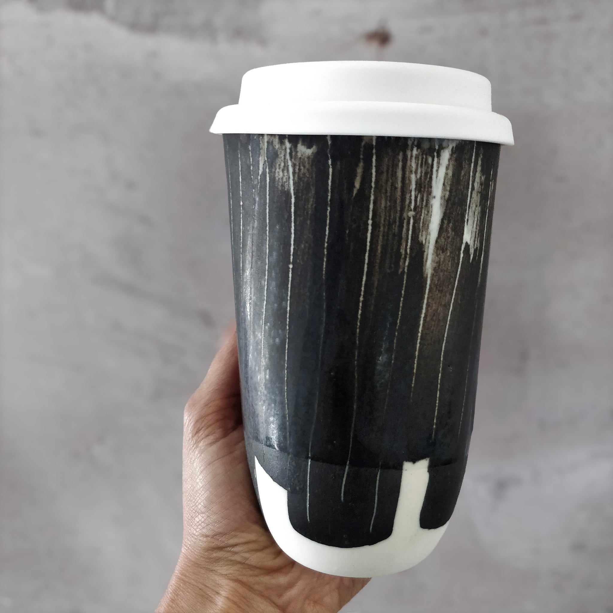 Large Ceramic Take Away Cup (380ml) - Charcoal Black