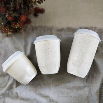 Large Ceramic Take Away Cup (380ml) - Salted White