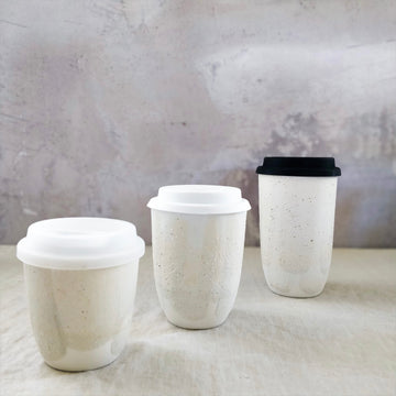 Small Ceramic Take Away Cup (225ml) - Salted White