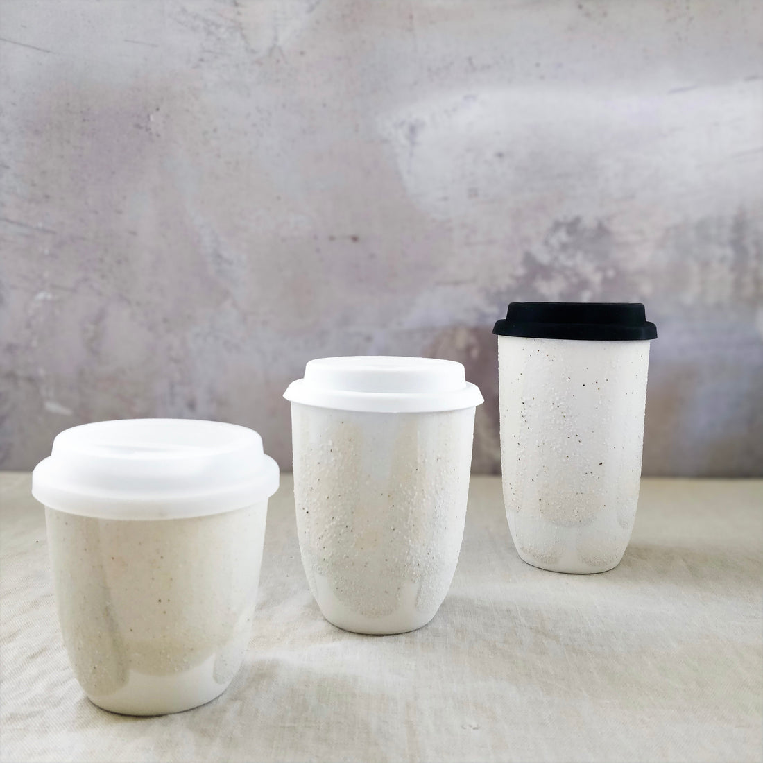 Medium Ceramic Take Away Cup (300ml) - Salted White