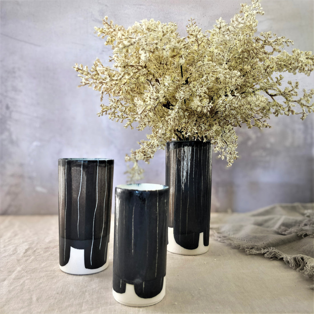 Contemporary Ceramic Vase - Charcoal Black