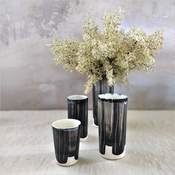 Contemporary Ceramic Vase - Charcoal Black